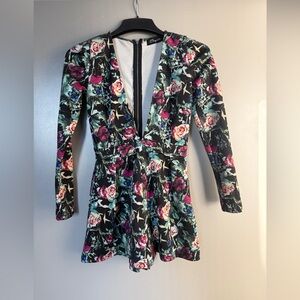 City Chic Black Floral Long Sleeve Dress